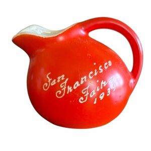 San Francisco Fair 1939 Small Orange Ball Tilt Pitcher Creamer EC